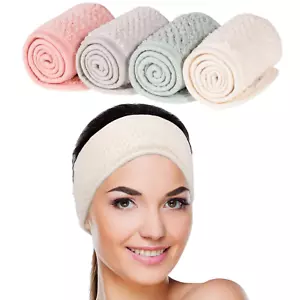 4er Pack Spa Gesicht Stirnband Make-up Haarband verstellbar Haarband weich Handtuch Kopf - Bild 1 von 12