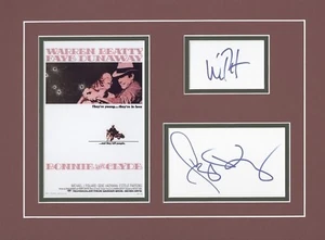 Bonnie and Clyde - Warren Beatty & Faye Dunaway - HAND SIGNED CARDS IN A DISPLAY - Picture 1 of 2