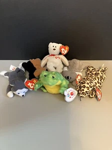 6 Ty Teenie McDonalds Beanie Babies - Freckles, Book, Maple, Mel, Jumps & Chip - Picture 1 of 9