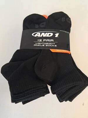 ESTILO LIGERO AND1 Negro 12 Pares ProPlatino Calcetines al Tobillo Zapato Talla 6-12 Foto 1 de 4