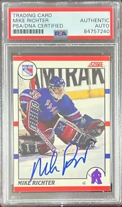 Mike Richter auto rookie card 1990 Score #74 PSA Encapsulated New York Rangers - Picture 1 of 3