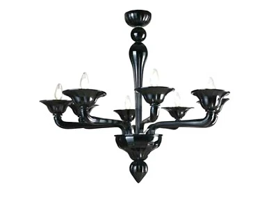 Lámpara de araña de diseño moderno en cristal de Murano hecha a mano en Italia 8 luces Foto 1 de 4