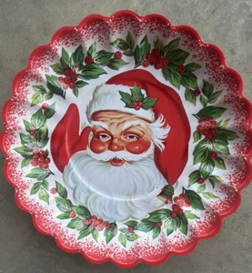 Vintage 1960’s Santa Claus Christmas Plastic Bowl Tray 10” Holly Berries Set 5 - Bild 1 von 4