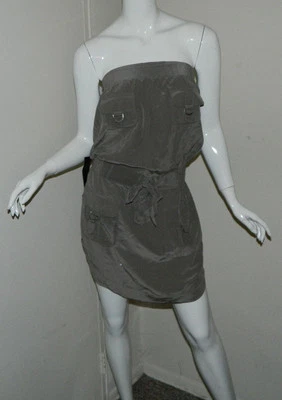 Новый женщин 100% шелк Bebe сексуальный твердый коричневый без рукавов трубка платье размер S - Изображение 1 из 4