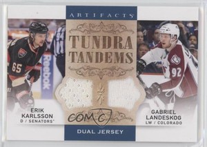 2014 Artifacts Tundra Tandems Blue Dual Jersey Gabriel Landeskog Erik Karlsson
