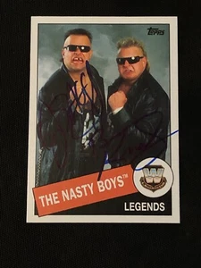 BRIAN KNOBBS & JERRY SAGS “NASTY BOYS” 2015 TOPPS HERITAGE WWE SIGNED AUTO CARD - Picture 1 of 2