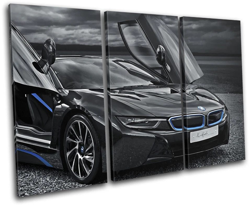 BMW I8 автомобили TREBLE ХОЛСТ настенное искусство картина печати - Изображение 1 из 1