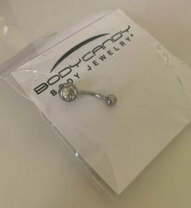 Clear Gem Stainless Steel Belly Ring 14 Gauge - Picture 1 of 7