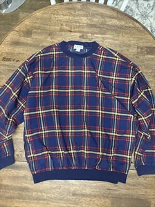 Vintage Izod Mens Golf Pullover Windbreaker Colorful Plaid Checker Light Jacket - Picture 1 of 8