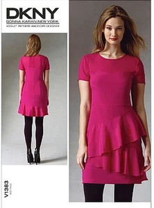 Vogue DKNY Donna Karan Designer Dress Lined Sewing Pattern V1383 Size 6-14/14-22 - Picture 1 of 8