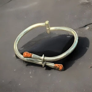 🔥Taxco Mexico 925 Silver Bypass Modernist Jasper Bangle Vintage Stunner 13g HTF - Picture 1 of 12