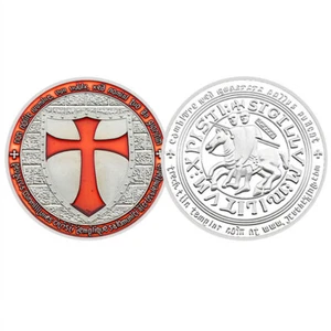 Sammlerstück Kreuzfahrer Schild Tempelritter Rotes Kreuz Herausforderung Münze Medaille Geschenk - Bild 1 von 12