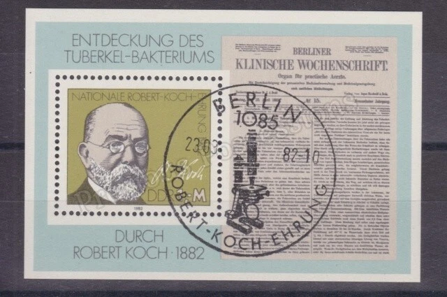 GERMANY DDR SG MSE2393 USED CTO STAMP SHEET 1982 DR ROBERT KOCH TB TUBERCULOSIS - Image 1 of 1