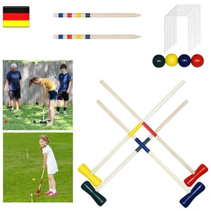 4 Spieler Krocket Spiel Croquet Set Holz Crockett Crocket Krokett Kroket Outdoor - Bild 1 von 12