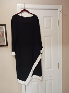 Tiana B Langarm U-Boot Ausschnitt assymetrisch V-Form Design Kleid schwarz/weiß 20W - Bild 1 von 6