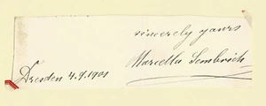 Polish Coloratura Soprano MARCELLA SEMBRICH - 1901 AUTOGRAPH CLOSE SIGNED - Picture 1 of 1