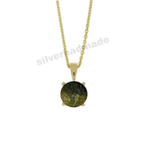 Moldavite Rough Silver handmade Pendant 925 Silver Handmade jewelry for her - Picture 1 of 4