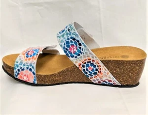 ERIC MICHAEL LIAT Women’s White Mosaic Leather dual strap slide sandal EUR 41 - Picture 1 of 3