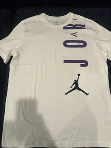 Air Jordan VII Flint Tee T-Shirt Logo Nike White Purple I 1 AF1 - Picture 1 of 4