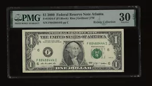 DBR 2009 $1 Binary 8/4 Atlanta Fr. 1934-F PMG 30 EPQ Serial F88488444I - Picture 1 of 2
