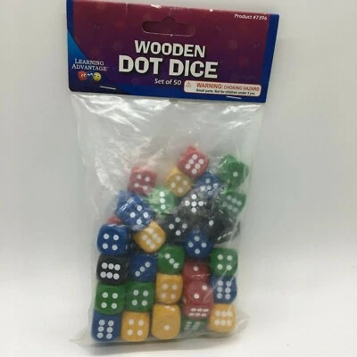 50 PC Set of Wooden Dot Dice by Learning Advantage #7396 Free Ship New Ages 3+ - Image 1 of 4