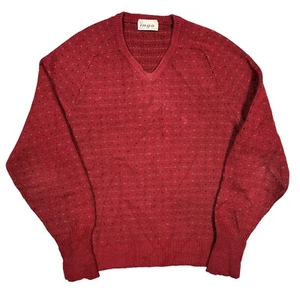 Vintage 1980s Ingo Canada Virgin Wool V-Neck Knit Sweater Large - Picture 1 of 7