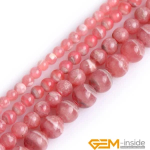 AAA Grade Natural Stone Pink Argentina Rhodochrosite Round Beads Strand 15" YB - Picture 1 of 44