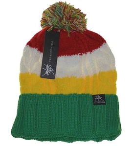 Gorro Pom Pom Tejido 13"-3 Tonos 13" Rojo Blanco Amarillo Verde - Imagen 1 de 1