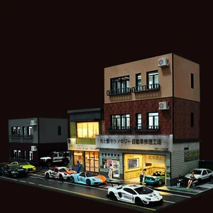 1/64 Diorama Parking Lot Model LED Lighting Japanese Scene Display Case Toy US - Picture 1 of 88