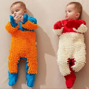 Baby Mop Romper Funny Crawling Outfit Cleaning Jumpsuit Infant Clothes - Picture 1 of 7