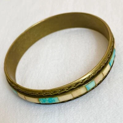 Brazalete Pulsera Esmalte Multicolor Cuadrados En Latón Con Patrón Cadena Cable Foto 1 de 4