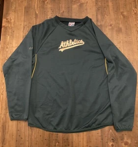 Oakland Athletics A’s Logo Majestic MLB Authentic Green Sweatshirt Youth Sz XL - Picture 1 of 9