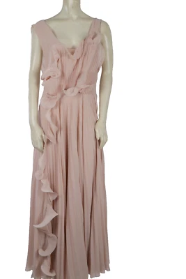 H&M Conscious Dress Pleated Flounce Ruffle Sleeveless Long Maxi Gown Size 10 - Image 1 of 4