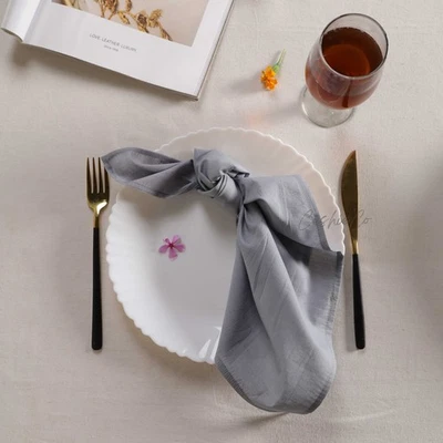 Wedding Napkin Sky Gray Cotton Napkin Set of 20 Pc Table Decor,Bulk Napkin Decor - Image 1 of 4