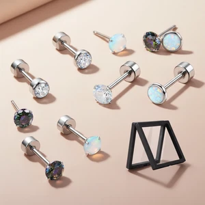 DGUSO Titan Ohrringe für Empfindliche Ohren, Mondstein Opal Kleine Ohrstecker... - Bild 1 von 5