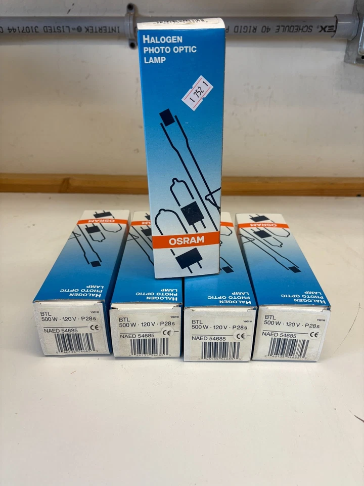 Paquete de 5 - Osram 500 vatios 54685 foto óptica halógena lámpara de escenario bombilla P28s BTL Foto 1 de 1