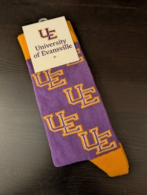 NEW! Desert Cactus University of Evansville Purple Aces UE Adult Crew Socks - Image 1 of 2