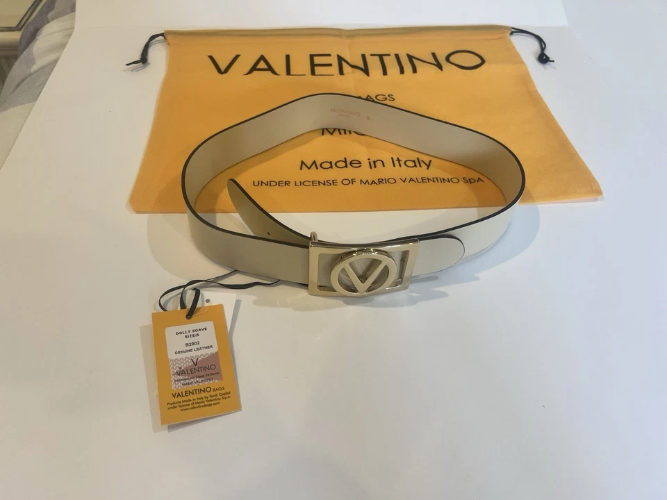 Cinturón de cuero para mujer Valentino $375 pequeño Dolly Soave cremoso tostado crema nude Foto 1 de 4