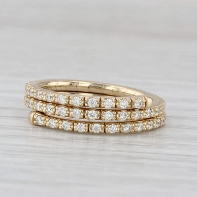 0.62ctw Diamond Wrap Coiled Band Bypass Ring 14k Gold Flexible Size Stackable - Image 1 of 4