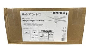 Hampton Bay Holly Springs 52" LED Ceiling Fan Low Profile Matte White Light Kit - Picture 1 of 4