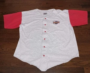 Vintage Fuddrucker's Restaurant Baseball Jersey Mens XL Made In USA Button Front - Picture 1 of 12
