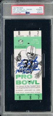 Fran Tarkenton Signed & Inscribed 1965 Bowl MVP Ticket Gem Mint 10 PSA/DNA Pop 1 - Image 1 of 3