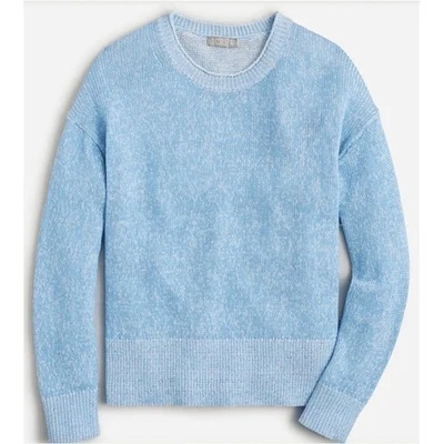 J. Suéter de Playa Crew Algodón Mezcla Lino Azul Claro Mujer Talla S Foto 1 de 4