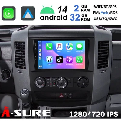 2+32G Android 14 Autoradio Carplay FM Navi Für Mercedes Benz Sprinter VW Crafter - Bild 1 von 4