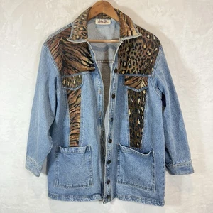 Chaqueta Vaquera Vintage Ashley Hill Tigre Leopardo Animal Hasta el Muslo L - Imagen 1 de 11
