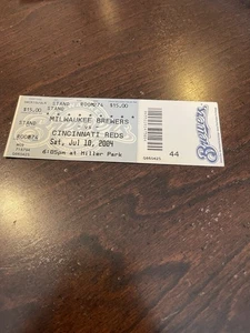 July 10, 2004 Reds at Brewers Ticket — Ben Sheets WIN - Picture 1 of 2