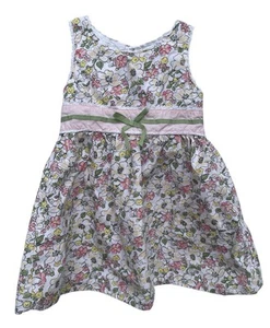 Genuine Kids Oshkosh Baby Girl Size 18M Sleeveless Floral Dress Bow Lined - Picture 1 of 5