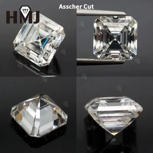 0.1-10ct Asscher Shape Moissanite Loose Stone Gemstones With GRA Certified VVS1 - Picture 1 of 16