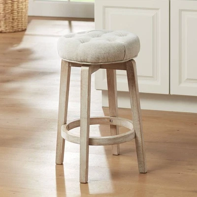 Shelby White Swivel Bar Stool 26" High Rustic Oatmeal for Kitchen Counter Island - Image 1 of 4