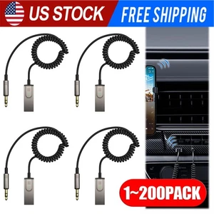 USA Aux a Bluetooth 5.1 Adattatore 3.5mm Ricevitore Bluetooth Microfono per Auto Lotto - Foto 1 di 21